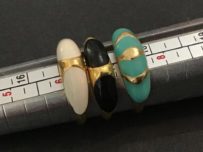 3 Enamel Rings Size 7
