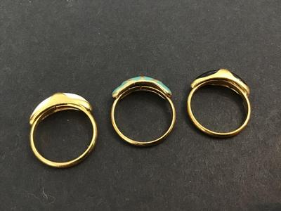 3 Enamel Rings Size 7