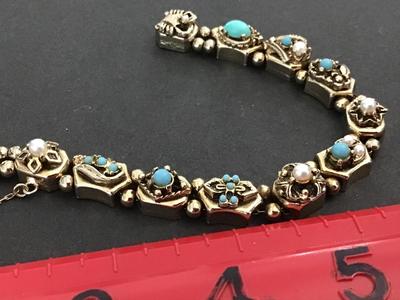 Vintage Locking Bracelet with Safety Chain