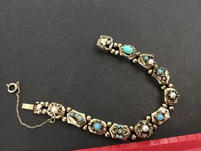 Vintage Locking Bracelet with Safety Chain
