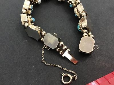 Vintage Locking Bracelet with Safety Chain