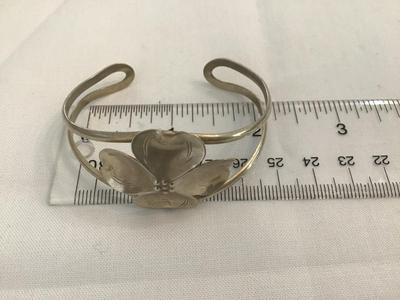 NYE Stuart Vintage Signed Sterling Dogwood Cuff