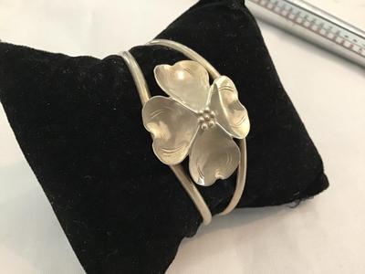 NYE Stuart Vintage Signed Sterling Dogwood Cuff