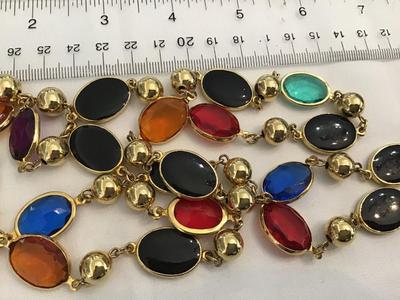 1980 Gold Bezel Gold Tone Beads Gold Tone Bezel Multi Color Faux Stones