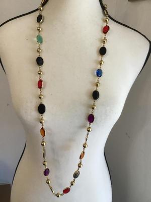 1980 Gold Bezel Gold Tone Beads Gold Tone Bezel Multi Color Faux Stones