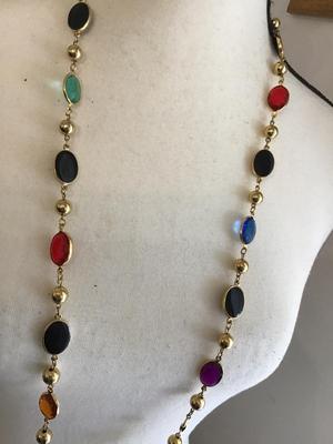 1980 Gold Bezel Gold Tone Beads Gold Tone Bezel Multi Color Faux Stones