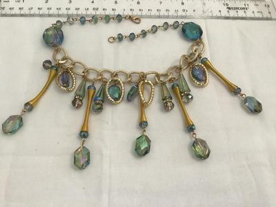 Beautiful Crystal And coil Gold Statement Necklace