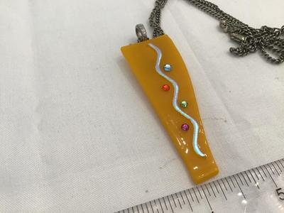 Art Glass Style Pendant with Chain