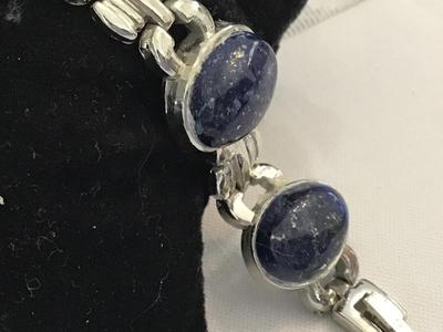 Silver Tone With Blue Sparkling Stones With Extender
