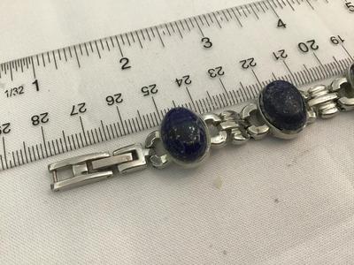 Silver Tone With Blue Sparkling Stones With Extender