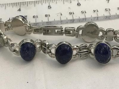 Silver Tone With Blue Sparkling Stones With Extender