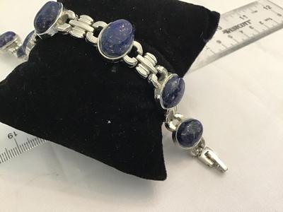 Silver Tone With Blue Sparkling Stones With Extender