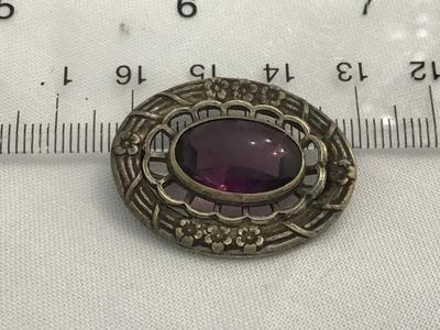 Antique Brooch Purple Stone or Glass