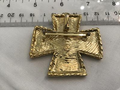 1980 ST John Signed Vintage Gold And Black Maltese Statement Brooch / Pendant