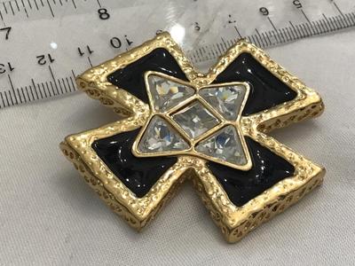 1980 ST John Signed Vintage Gold And Black Maltese Statement Brooch / Pendant