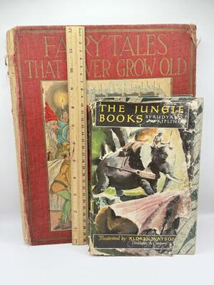LOT 3L: 1923 Fairy Tales That Never Grow Old Bright Colorful Illustrations Watty Piper/The Jungle Books Volume I by Rudyard Kipling HC/DJ...