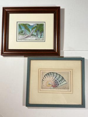 LOT 27LL #135/150 "Metamorphoses d'un rectangle dor" Signed Print & Palm Tree Painting