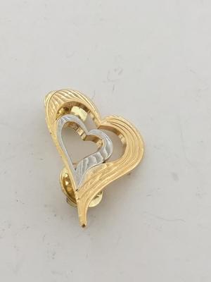 Gold tone heart push pin