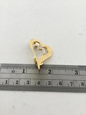 Gold tone heart push pin