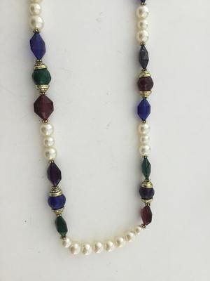 Faux beaded colorful statement necklace