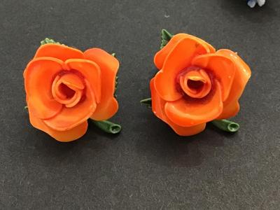 Vintage Lucite Orange Roses Clip ons