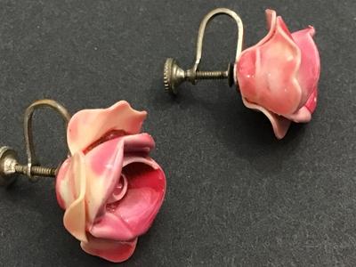Vintage Rose Screw Back Earrings