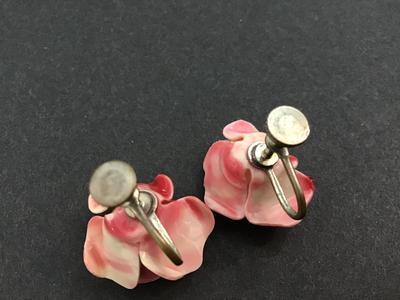 Vintage Rose Screw Back Earrings