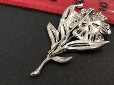 Vintage 1940 Large Brooch Clear Rhinestone