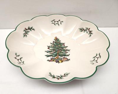 Lot #12 Spode Christmas Tree Oval Fluted Serving Dish