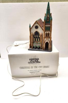 Lot #15 Dept 56 Christmas in the City set "All Saints Corner Church)