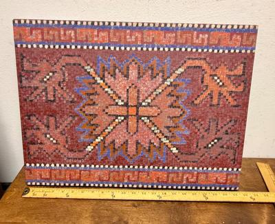 Artwork Oil on Canvas Painting Geometric Pattern pink orange purple