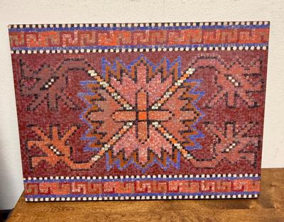 Artwork Oil on Canvas Painting Geometric Pattern pink orange purple