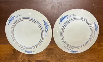 Pair (2 plates) of large plates chargers Japanese Imari Porcelain