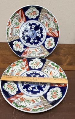 Pair (2 plates) of large plates chargers Japanese Imari Porcelain