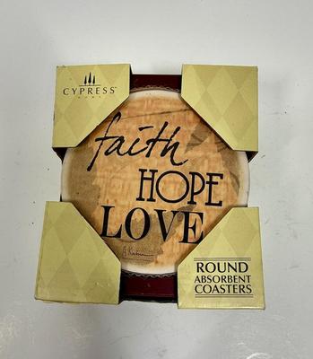 New in box Coaster Set FAITH HOPR LOVE Ccoasters