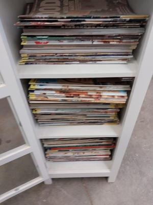 THREE SHELF CABINET FILLED WITH WOODWORK BOOKS