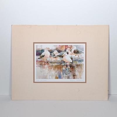 LOT 271: Watercolor by LiLo, Wood Art 'Lighthouse and Seagull', Shadow Box Containing Shells & More