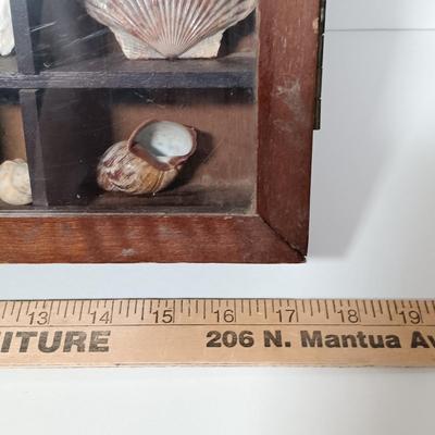 LOT 271: Watercolor by LiLo, Wood Art 'Lighthouse and Seagull', Shadow Box Containing Shells & More