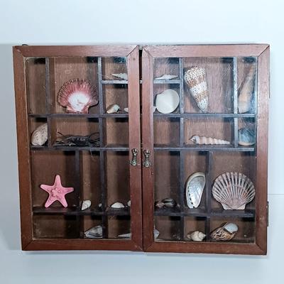 LOT 271: Watercolor by LiLo, Wood Art 'Lighthouse and Seagull', Shadow Box Containing Shells & More