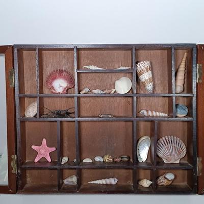LOT 271: Watercolor by LiLo, Wood Art 'Lighthouse and Seagull', Shadow Box Containing Shells & More