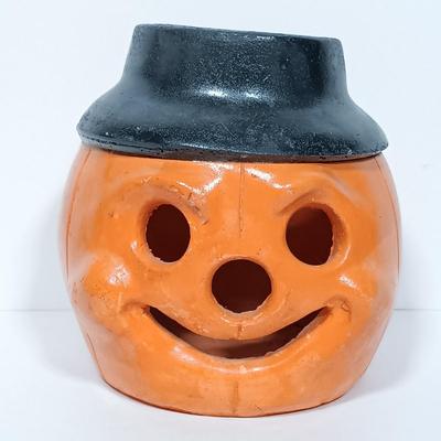 LOT 276: Vintage Inarco Marble-Eyed Cat Figurine, 'Little Dumpling' Pottery Jack-O-Lantern & Pumpkin Ghost Candle