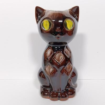 LOT 276: Vintage Inarco Marble-Eyed Cat Figurine, 'Little Dumpling' Pottery Jack-O-Lantern & Pumpkin Ghost Candle