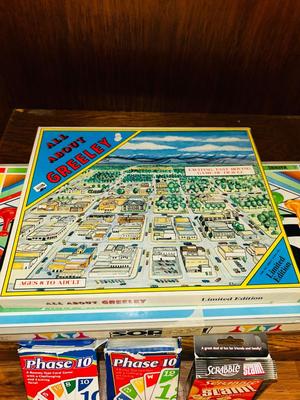 SCRABBLE, TRIPLE YAHTZEE, THE BEST OF GREELEY, CHINESE CHECKERS, SORRY AND MUCH MORE