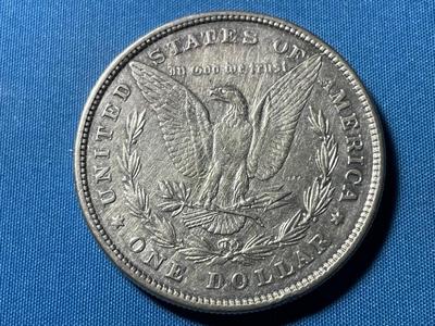 1878-P 8-TF VF CONDITION BRUSHED MORGAN SILVER DOLLAR AS PICTURED.