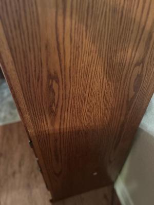 LEADED AND ETCHED GLASS NARROW DISPLAY CABINET