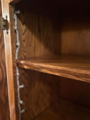 LEADED AND ETCHED GLASS NARROW DISPLAY CABINET
