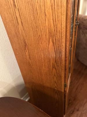 LEADED AND ETCHED GLASS NARROW DISPLAY CABINET