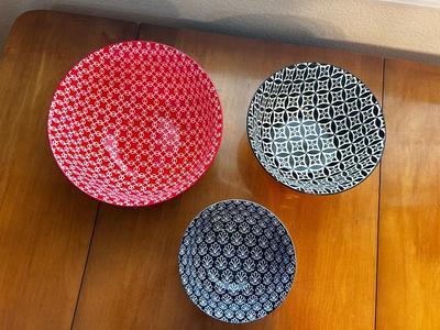 3 COLORFUL NOWAN MIXING/SERVING BOWLS