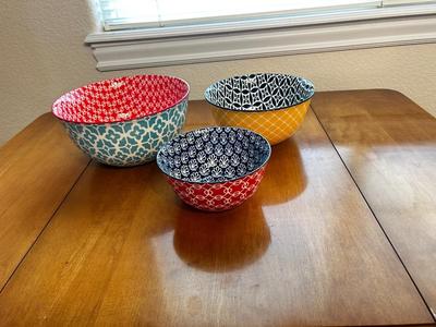 3 COLORFUL NOWAN MIXING/SERVING BOWLS
