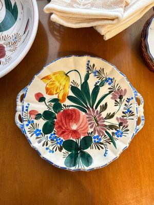 LOVELY FLORAL PRINT SERVING DISHES AND DISH TOWELS